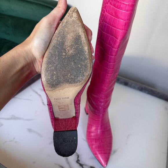 Paris Texas Pink Croc Embossed Leather Knee High Boots Size 38 - Picture 7 of 8